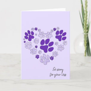 Carte Purple Pawprint Coeur pour la perte de l'animal
