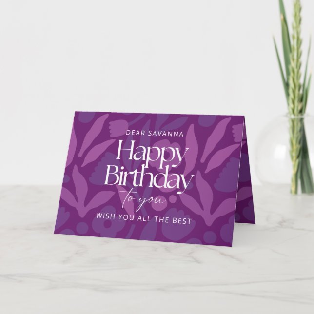 Carte Purple Pop Flowers Joyeux Anniversaire pour vous (Devant)