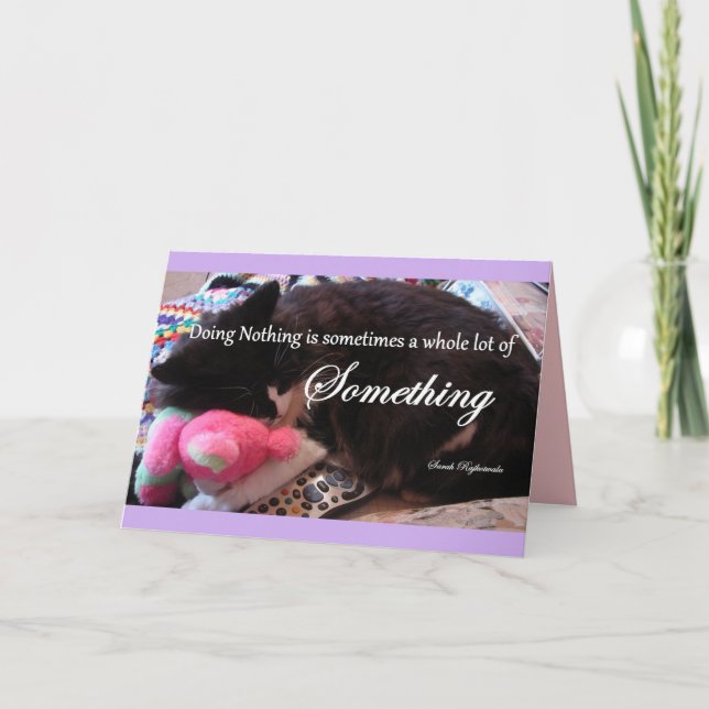 Carte Purple Tuxedo Chat Accrocher Teddy Obtenir Bonne C (Devant)