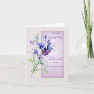 Carte Purple violet sweet pea flowers Sympathy