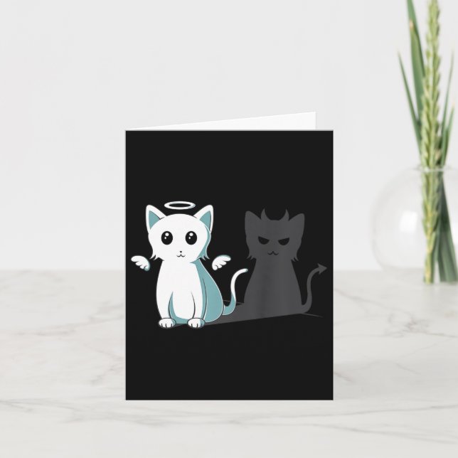 Carte Purr Evil Devil Chat Halloween Happy Chat Angel De (Devant)