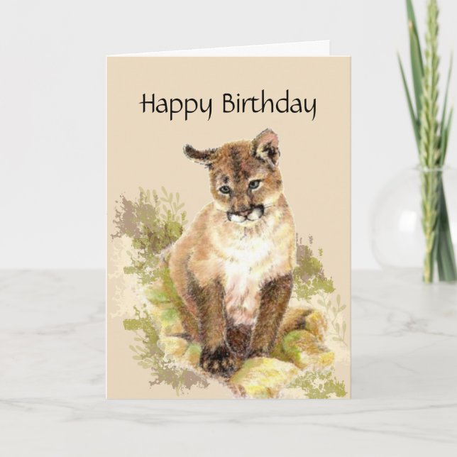 Carte Purr Fect Anniversaire, Cougar, Puma, Lion De Mont (Devant)