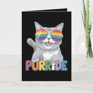 Carte Purride Chat Lunettes de soleil Gay pride Rainbow 