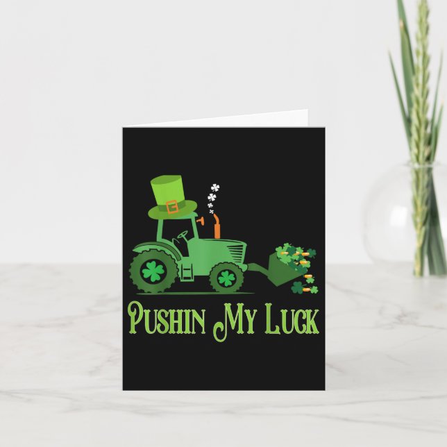Carte Pushin My Luck St. Patricks Day Shamrock Irish Boy (Devant)