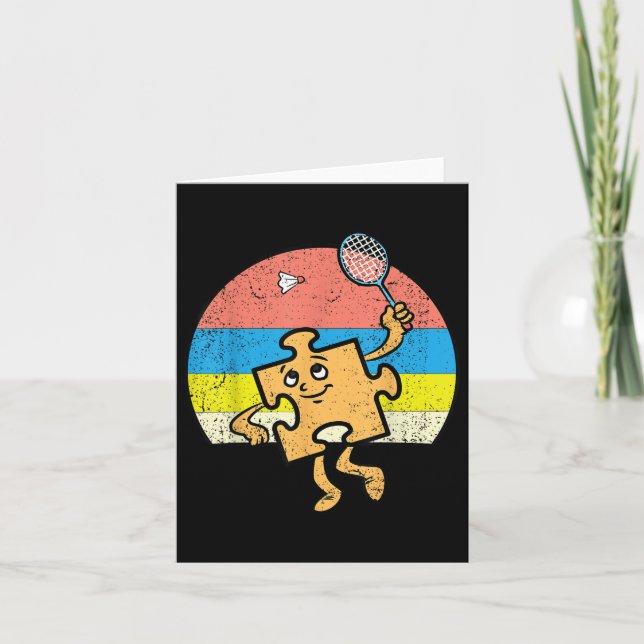 Carte Puzzle Badminton Joueur Sensibilisation sur l'auti (Devant)