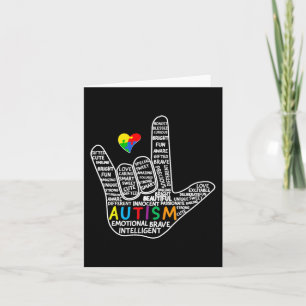 Carte Puzzle Coeur ASL Love Signer Langue main Autisme A