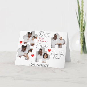 Carte Puzzle Collage Moderne de 4 Photos pour la Fête de