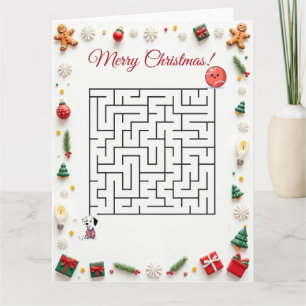 Carte Puzzle de labyrinthe de Noël de chien dalmatien mi
