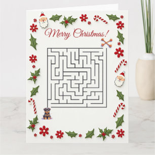 Carte Puzzle de labyrinthe de Noël de chien Rottweiler m