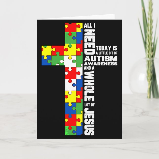 Carte Puzzle Jésus Croix de sensibilisation à l'autisme  (Devant)