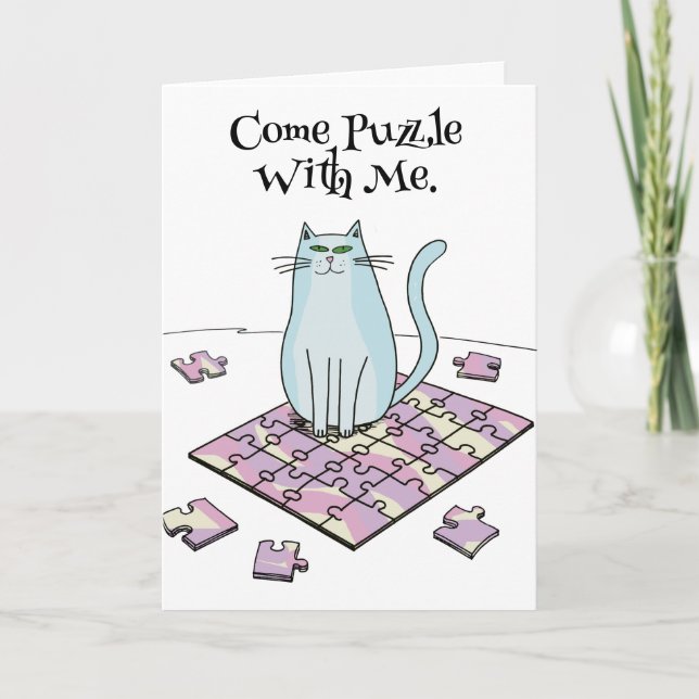 Carte Puzzle valentine Jigsaw Cat puzzles (Devant)