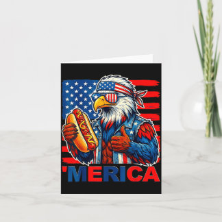 Carte Pygargue à tête blanche hotdog drapeau américain d