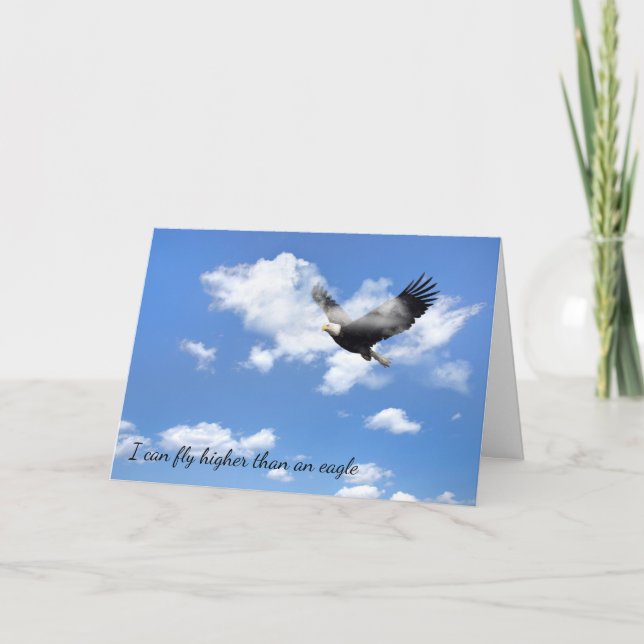 Carte Pygargue à tête blanche volant dans les nuages (Devant)