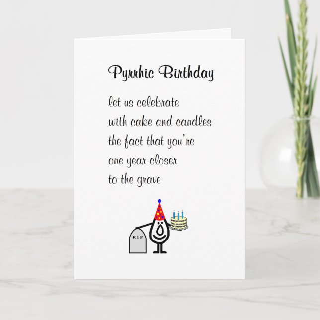 Carte Pyrrhus Anniversaire Un Poème Anniversaire Drôle (Devant)