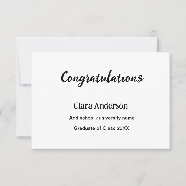 Carte QR blanc noir photo classique graduation élégante (Devant)