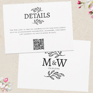 Carte QR de détails de monogramme initial du coupl