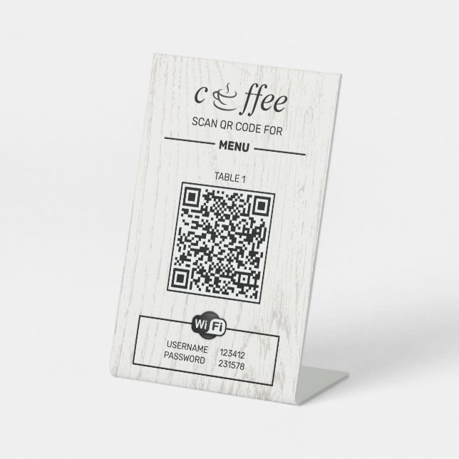 Carte QR numérique Menu en bois Panneau de socle e (Recto)