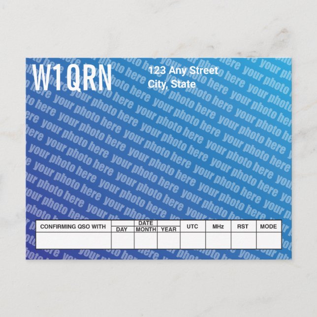 Carte QSL Ajouter votre propre photo (Devant)