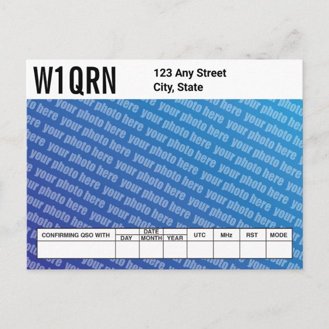 Carte QSL Ajoutez votre propre photo (Devant)