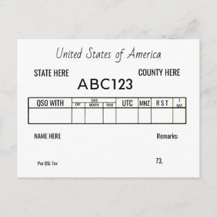 Carte QSL Ham Radio Amateur Opérateurs Contacts