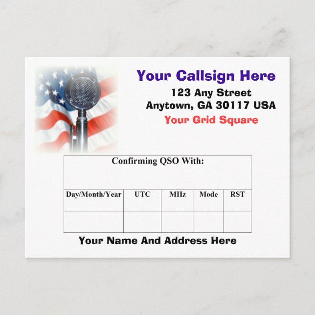 Carte QSL radio amateur (Devant)