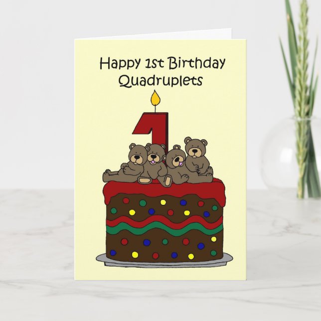 Carte Quadruplets premier anniversaire (Devant)