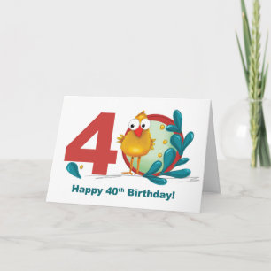 Carte Quarantième anniversaire 40 avec un oiseau drôle e