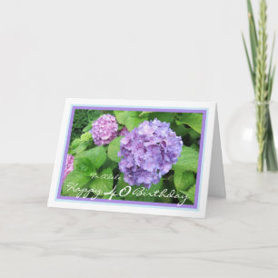 Carte Quarantième anniversaire Adele Hydrangeas élégant