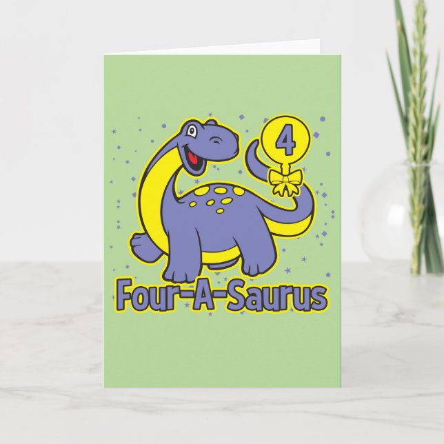 Carte Quatre-A-Saurus Brontosaurus, 4e anniversaire de l (Devant)