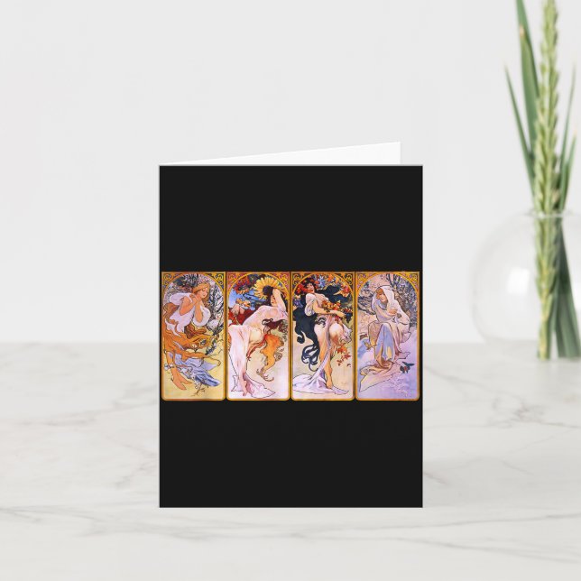 Carte Quatre Saisons par Mucha Art Nouveau (Devant)