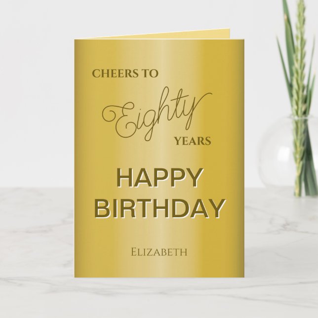 Carte  Quatre-Vingts Ans Anniversaire Or  (Devant)