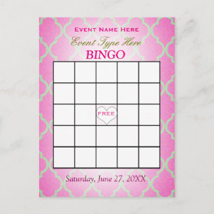 Carte Quatrefoil rose de bingo-test