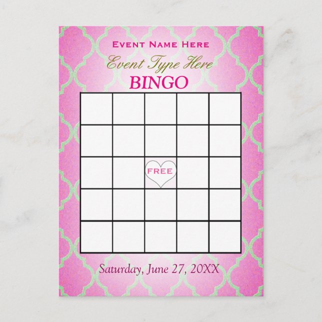 Carte | Quatrefoil rose de bingo-test (Devant)