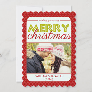 Carte Quatrefoil Rouge Très Joyeux Christmas Flat