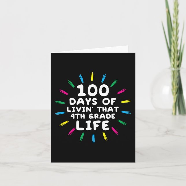 Carte Quatrième année 4e année 100 jours d'école (Devant)