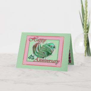 Carte Quatrième anniversaire de mariage cœur rempli de f