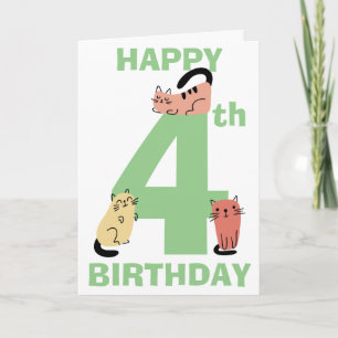 Carte Quatrième Dessin Animé pour les 4 ans Chat Message
