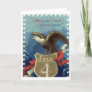 Carte Quatrième juillet patriotique vintage, aigle avec