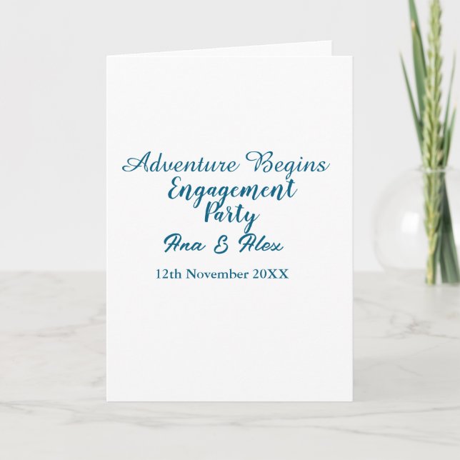 Carte que l'aventure commence nom de la fête de fiançail (Devant)