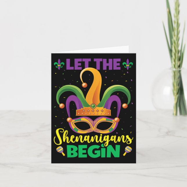 Carte Que Les Shenanigans Commencent Mardi Gras Heureux  (Devant)