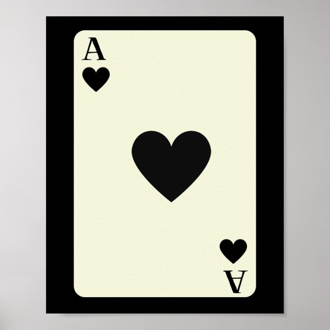 Carte Queen Of Heart Black Ace Poster Wall Art (Devant)