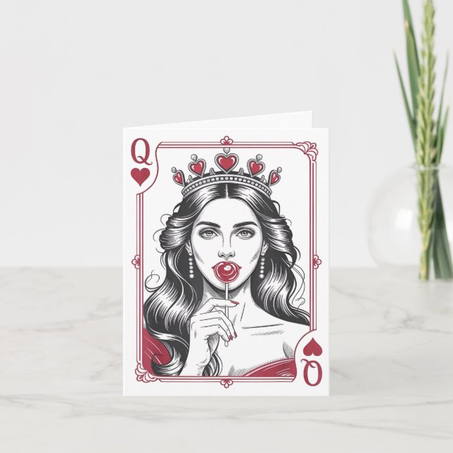 Carte Queen Of Hearts Women Vintage Valentines Day  (Devant)