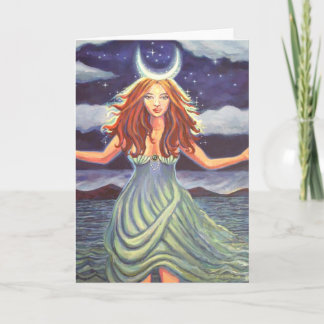 Carte Queen Of The Tides - Goddess Art Greeting Card
