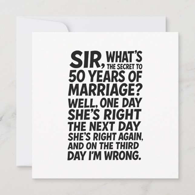 Carte Quel est le secret de 50 ans de mariage (Devant)