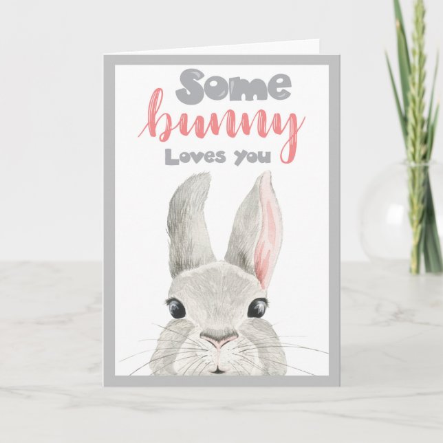 Carte Quelqu'un vous aime Lapin  Aquarelle Mignonne qui  (Devant)