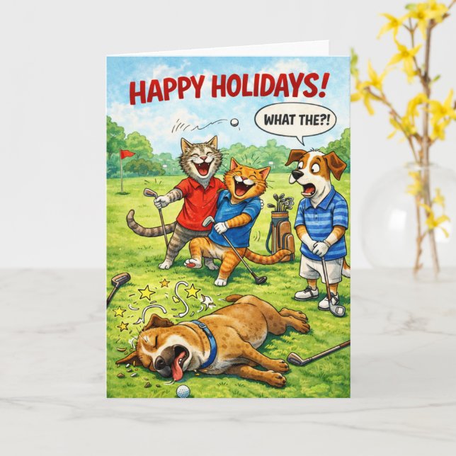 Carte Qu'est-ce que les chats et les chiens jouent au go (Fleur jaune)