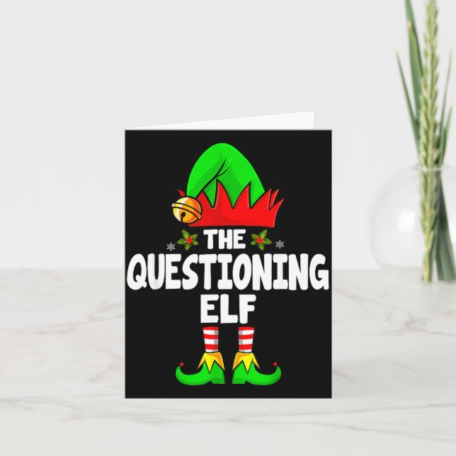 Carte Questioning Elf Group Christmas Funny Pajama Party (Devant)