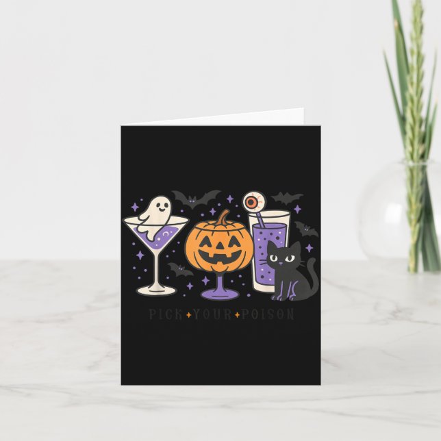 Carte Queue de chat noir Halloween Choisis ton poison Ci (Devant)