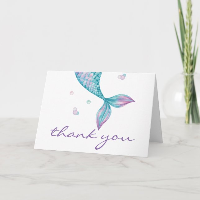 Carte Queue de sirène sous la mer Anniversaire Merci (Devant)