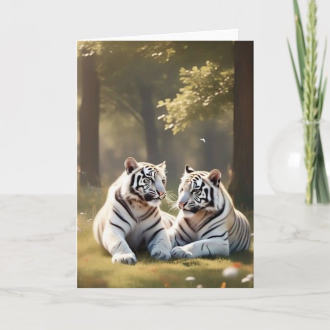 Carte Quiet Companions – White Tigers Greeting Card (Devant)